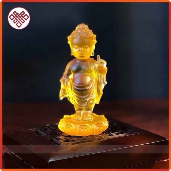 Bộ tắm phật Đản sanh lưu ly màu trắng/ vàng 12cm