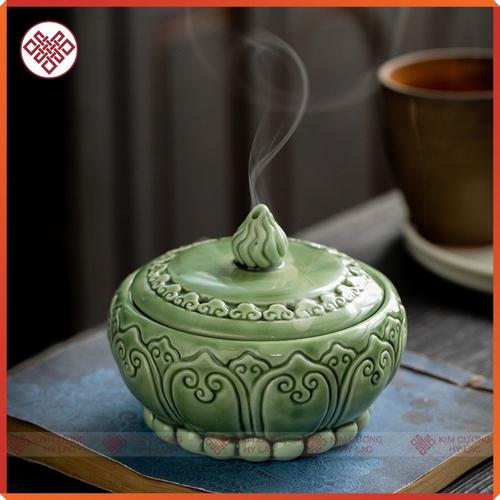 Lư Gốm Tròn Xanh 10*8cm