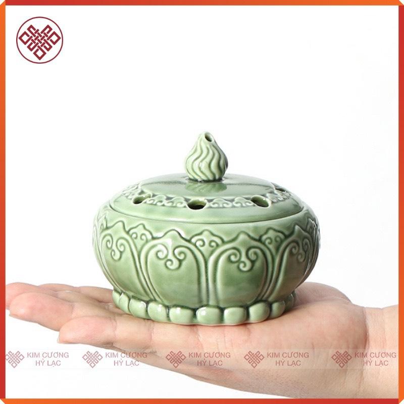 Lư Gốm Tròn Xanh 10*8cm