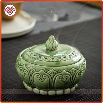 Lư Gốm Tròn Xanh 10*8cm