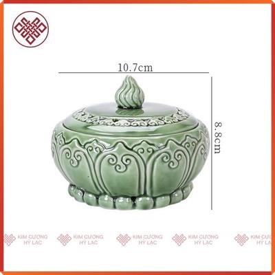 Lư Gốm Tròn Xanh 10*8cm