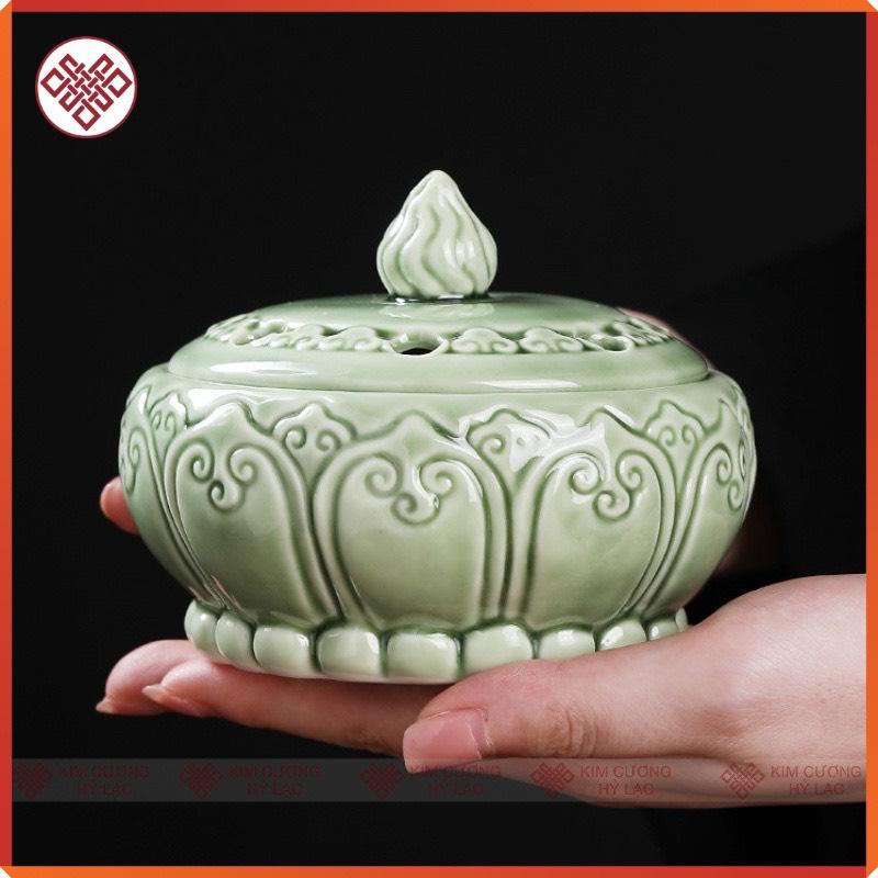 Lư Gốm Tròn Xanh 10*8cm