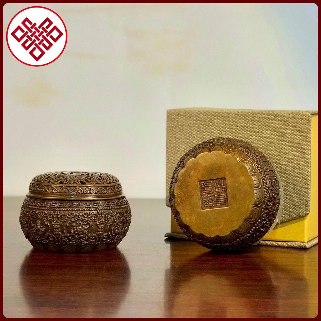 Lư xông đồng tròn cổ điển 9cm