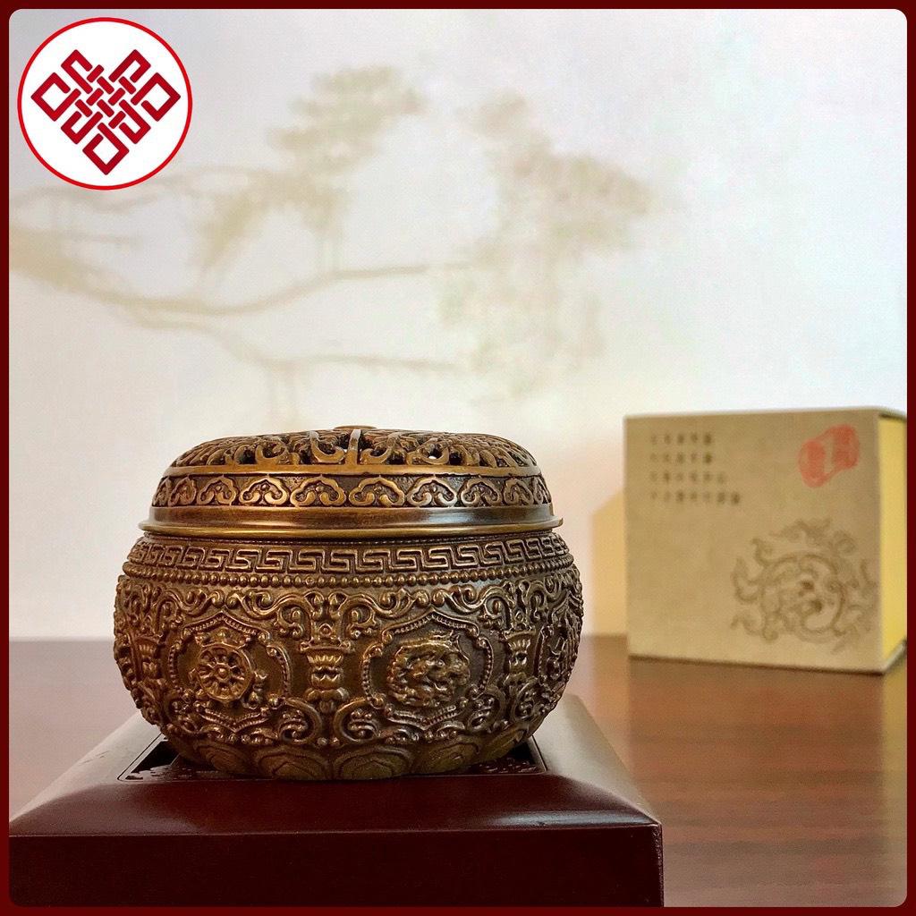 Lư xông đồng tròn cổ điển 9cm