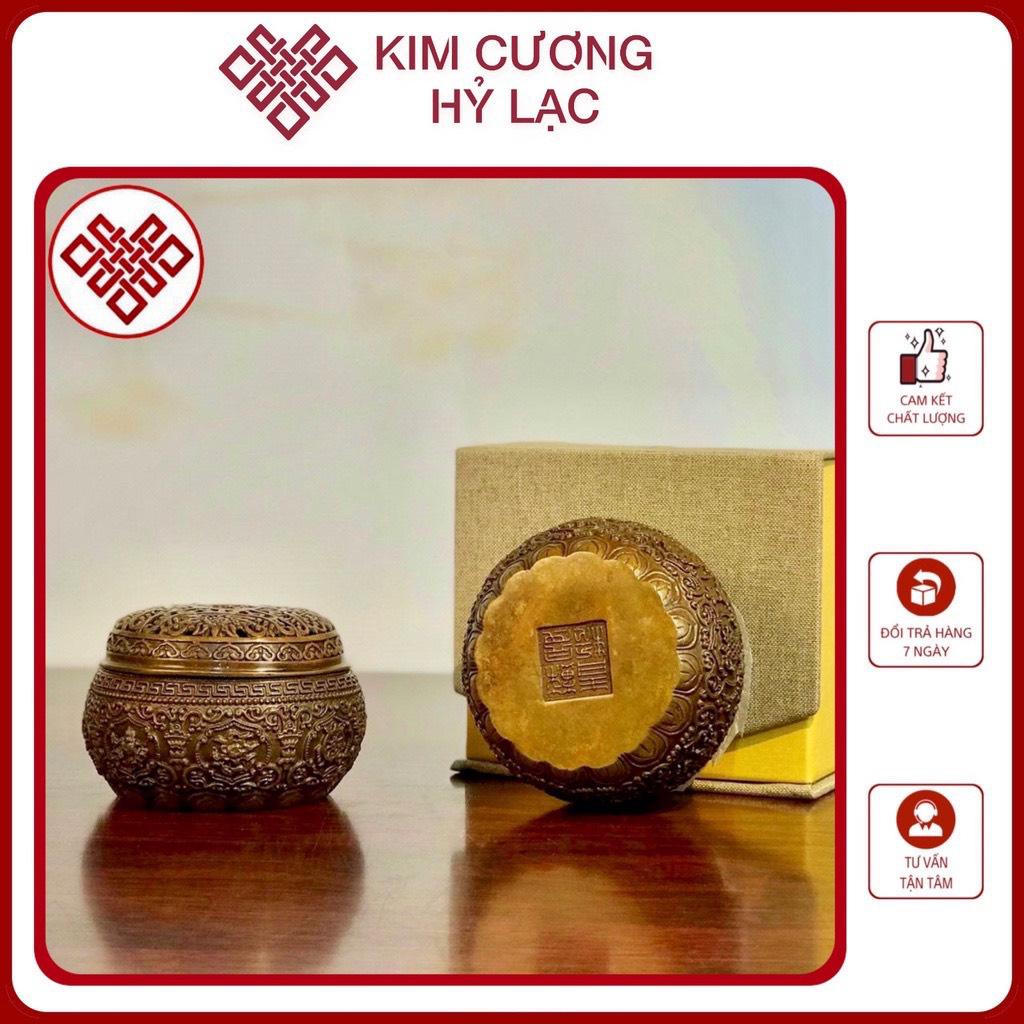 Lư xông đồng tròn cổ điển 9cm