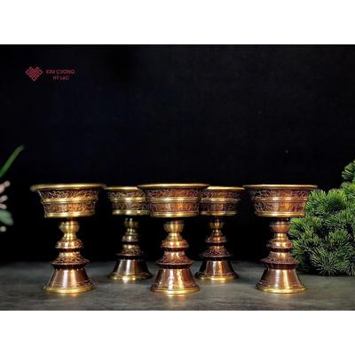 Chân đèn đồng Nepal đồng nâu 14,5cm