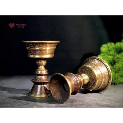 Chân đèn đồng Nepal đồng nâu 14,5cm