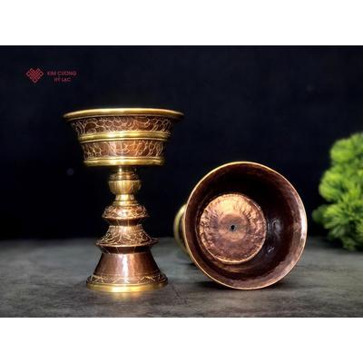 Chân đèn đồng Nepal đồng nâu 14,5cm