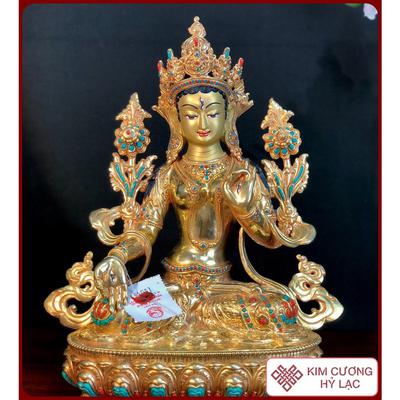 Tôn Tượng Tara Trắng Nepal Cẩn Đá 33CM 