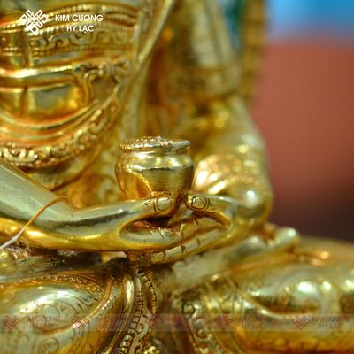 Tôn Tượng A Di Đà Nepal đồng mạ vàng hào quang 36cm
