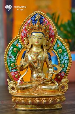 Tôn tượng Kim Cương Tát Đoả Nepal đồng mạ vàng hào quang 36cm