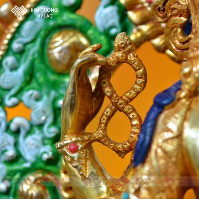 Tôn Tượng Quan Âm Tứ Thủ Nepal đồng mạ vàng hào quang 36cm