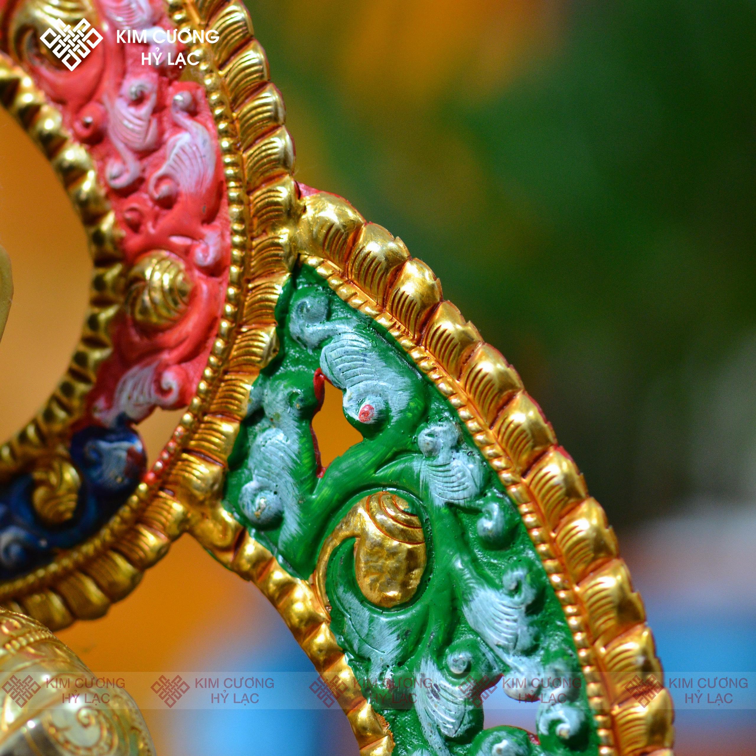 Tôn tượng Thích ca Nepal đồng mạ vàng hào quang 36cm