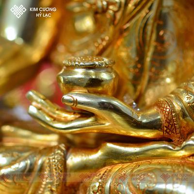 Tôn tượng Thích ca Nepal đồng mạ vàng hào quang 36cm