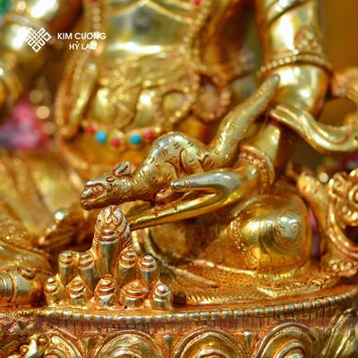Tôn tượng Dzambala Nepal đồng mạ vàng hào quang 36cm