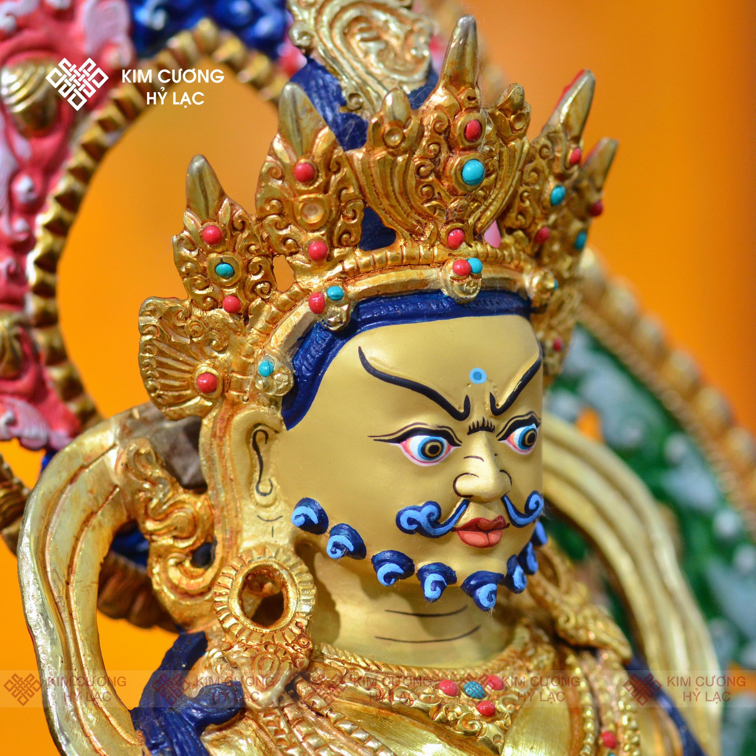 Tôn tượng Dzambala Nepal đồng mạ vàng hào quang 36cm