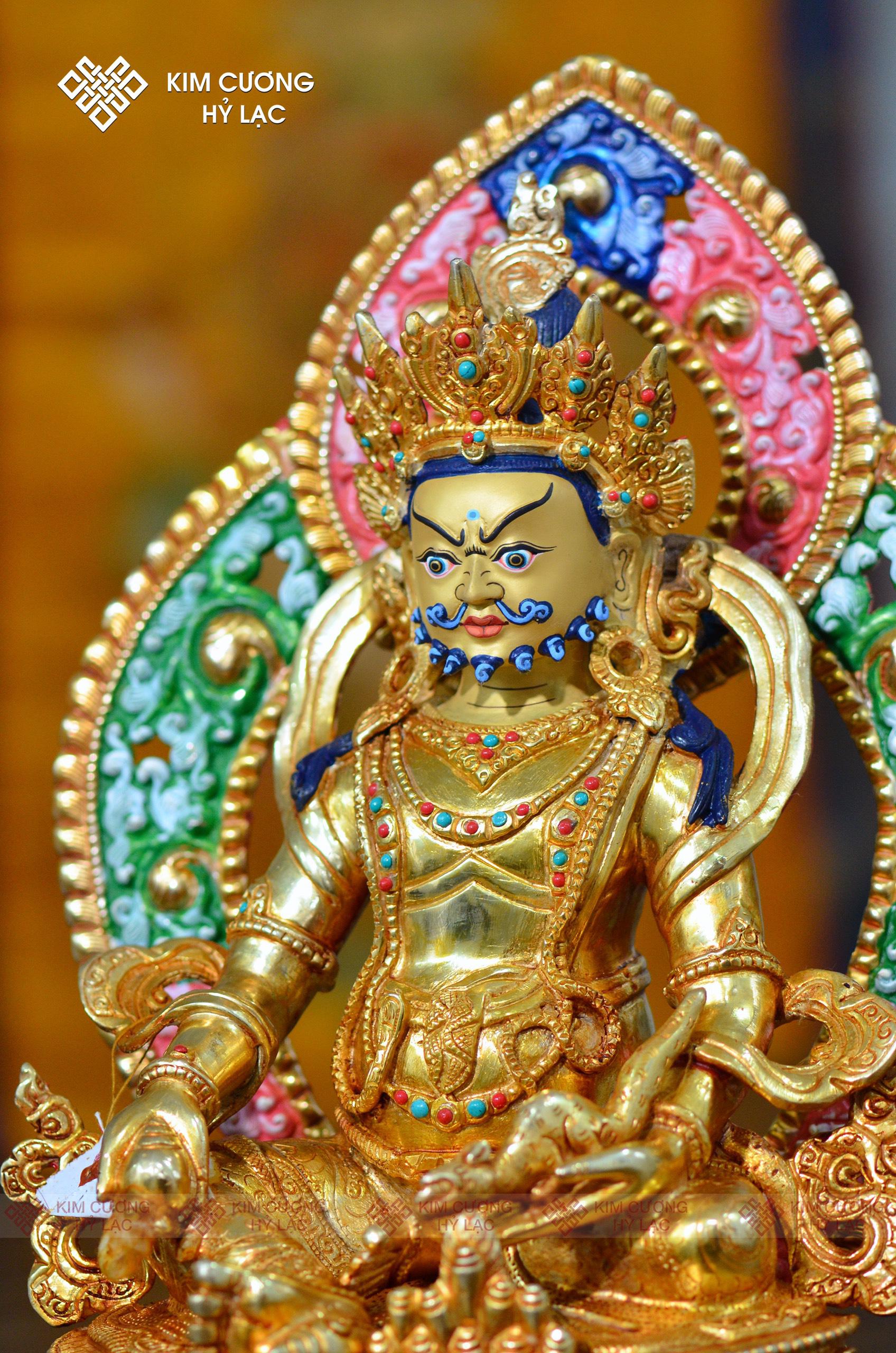Tôn tượng Dzambala Nepal đồng mạ vàng hào quang 36cm