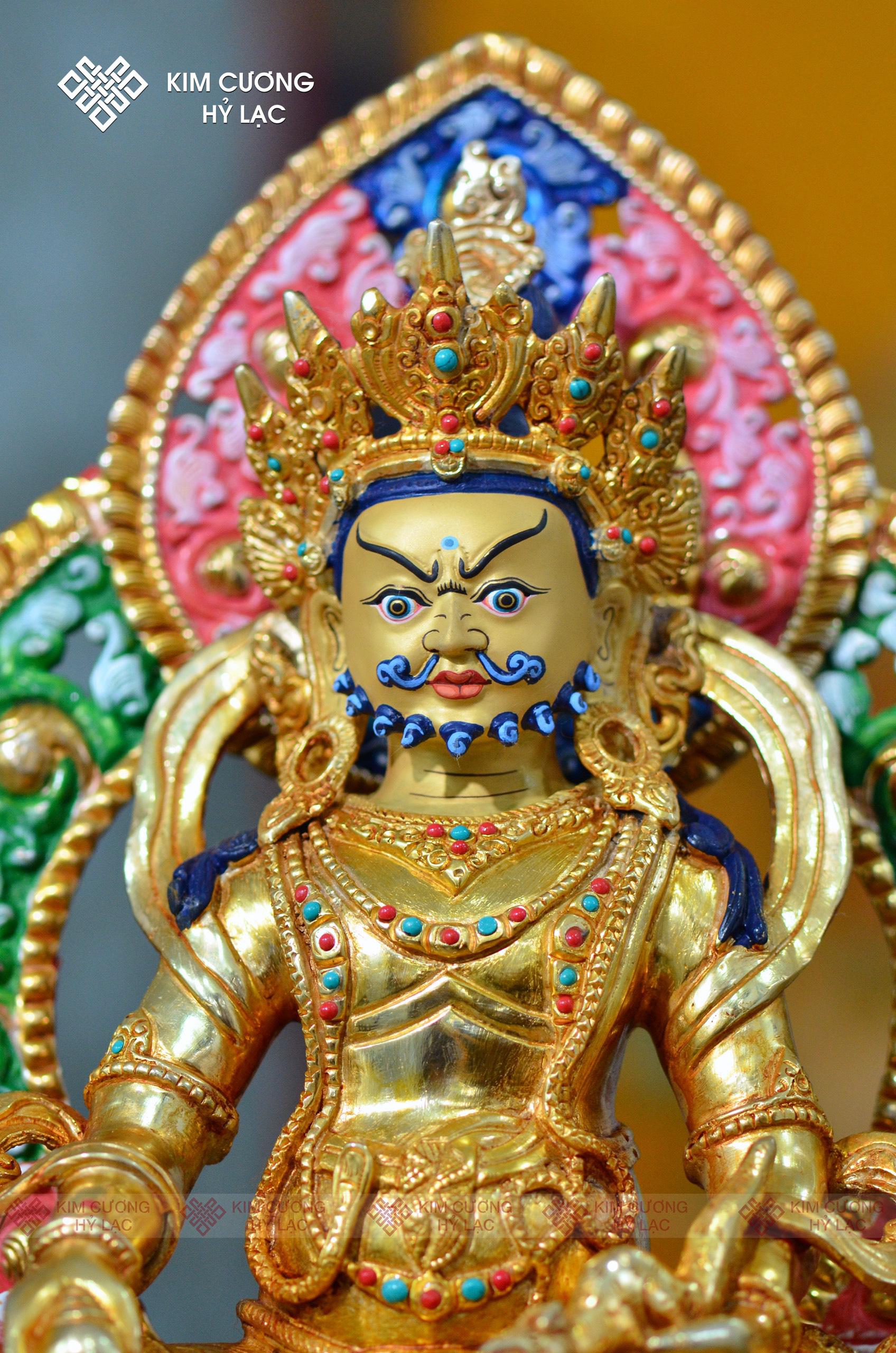 Tôn tượng Dzambala Nepal đồng mạ vàng hào quang 36cm