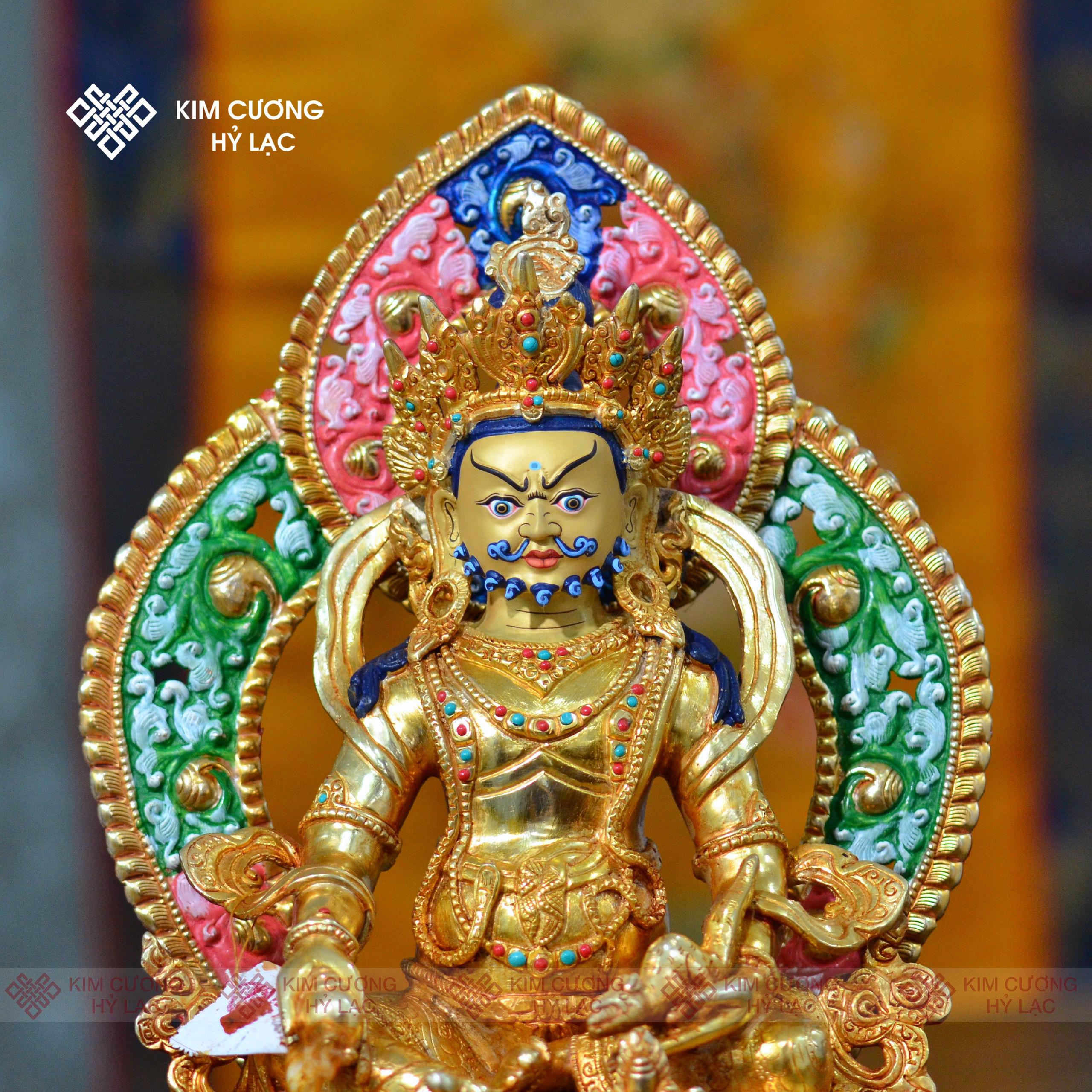 Tôn tượng Dzambala Nepal đồng mạ vàng hào quang 36cm