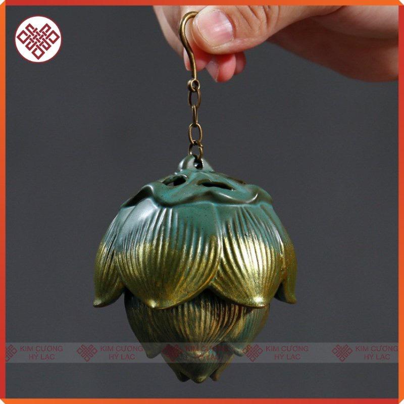 Lư xông gốm mẫu treo hoa sen