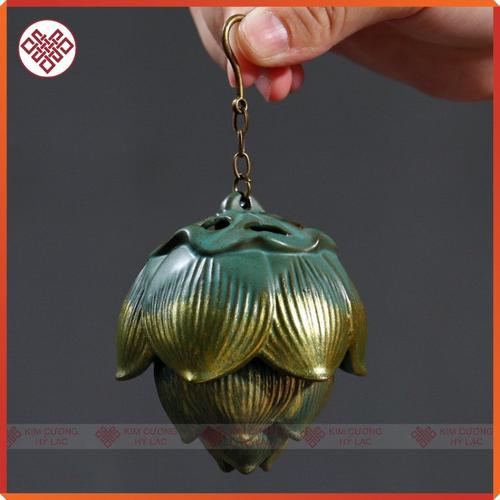 Lư xông gốm mẫu treo hoa sen