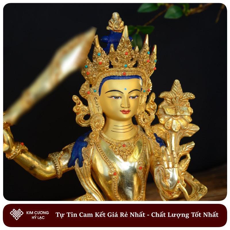 Tôn tượng Văn Thù Nepal đồng mạ vàng 33cm