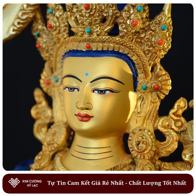 Tôn tượng Văn Thù Nepal đồng mạ vàng 33cm