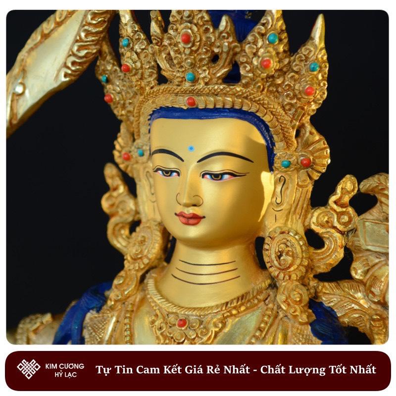 Tôn tượng Văn Thù Nepal đồng mạ vàng 33cm