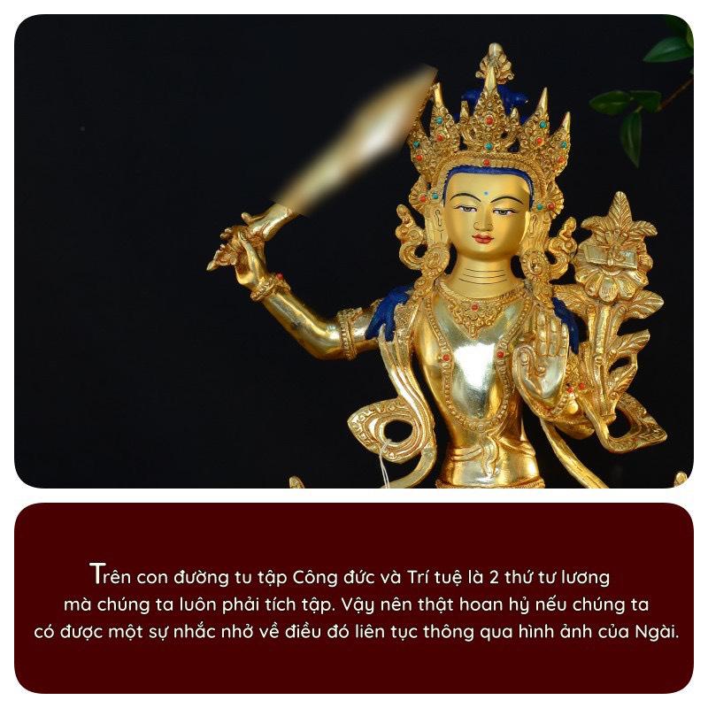 Tôn tượng Văn Thù Nepal đồng mạ vàng 33cm