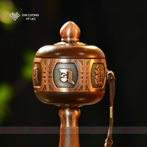 KINH LUÂN CẦM TAY GỖ VIỀN HỢP KIM - [KIM CƯƠNG HỶ LẠC]-KINH LUÂN 28.000 BIẾN CHÚ OM MANI