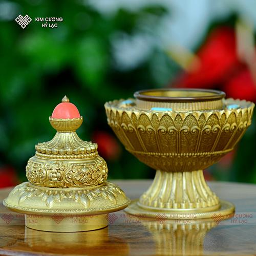 Vỏ Bảo Bình Đựng Ngũ Cốc Đồng Mạ Vàng 17cm