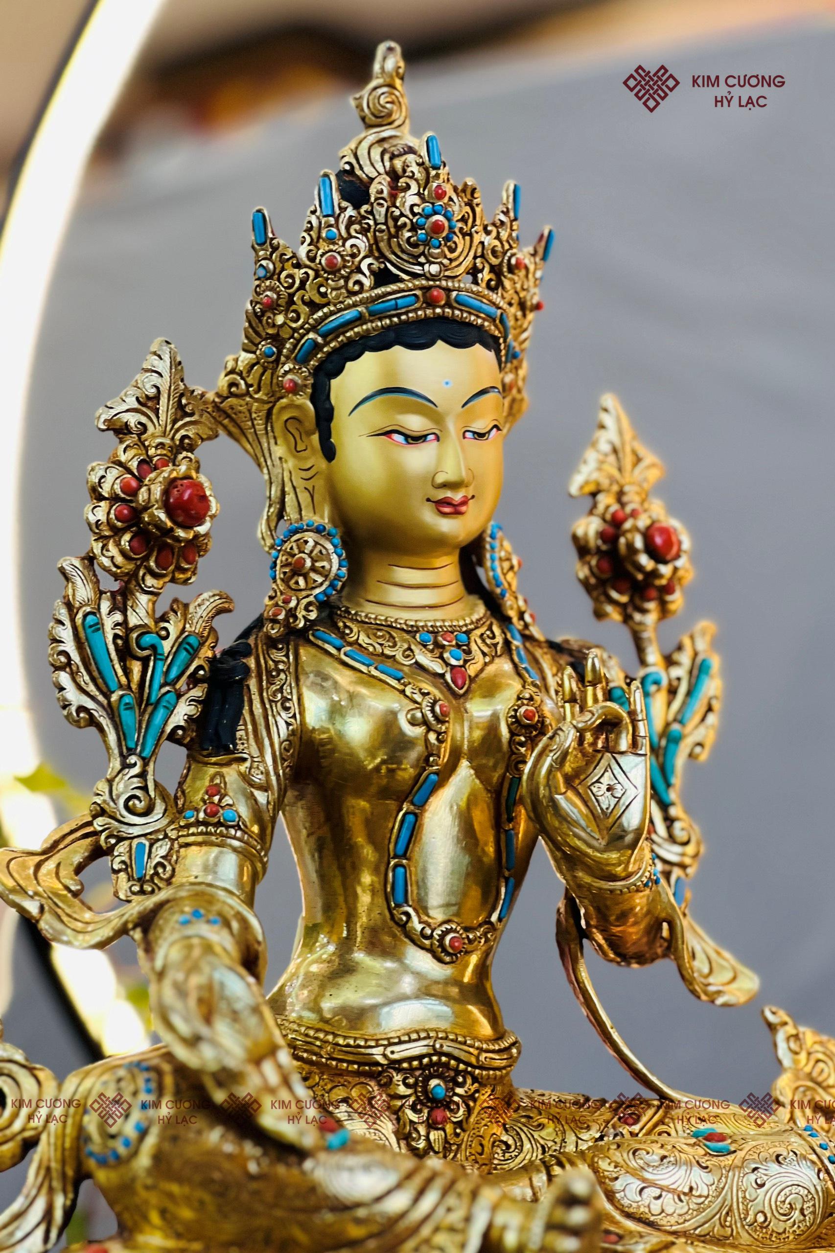 TT Tara Xanh Nepal đồng cẩn đá 36cm