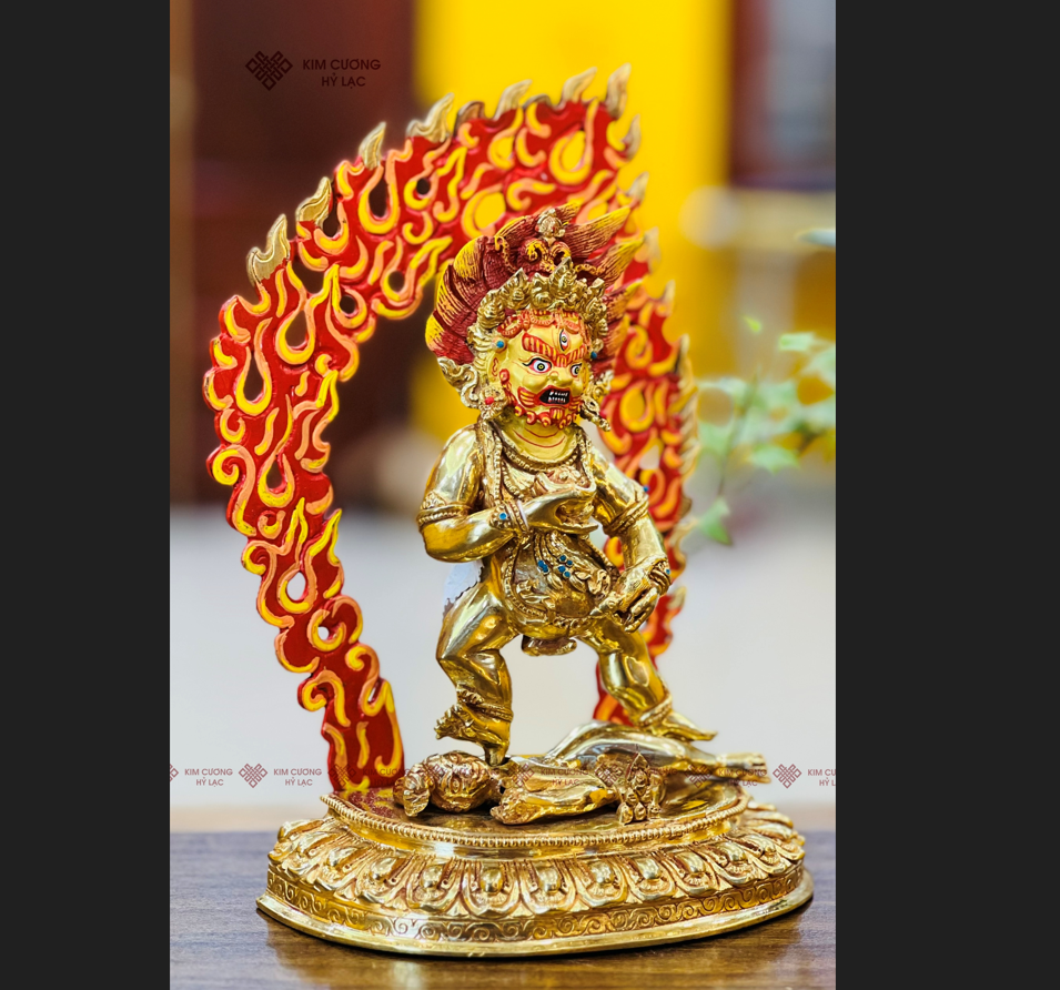 TÔN TƯỢNG HẮC THẦN TÀI NEPAL ĐỒNG MẠ VÀNG 25CM