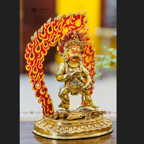 TÔN TƯỢNG HẮC THẦN TÀI NEPAL ĐỒNG MẠ VÀNG 25CM