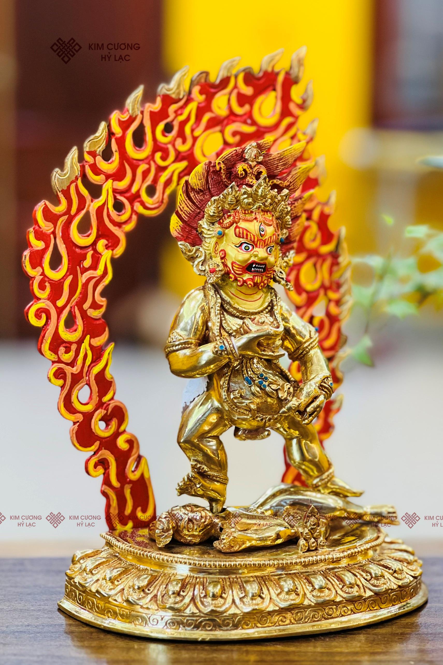 TÔN TƯỢNG HẮC THẦN TÀI NEPAL ĐỒNG MẠ VÀNG 25CM