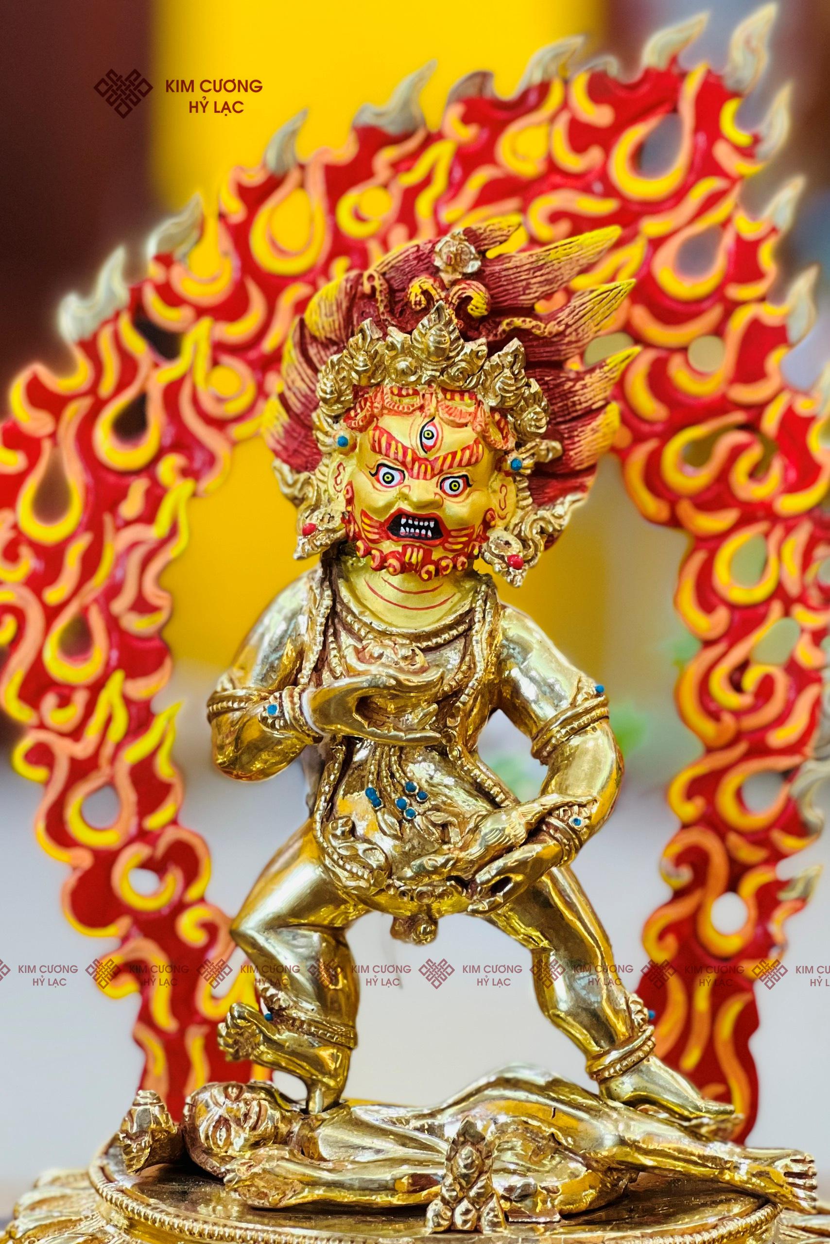 TÔN TƯỢNG HẮC THẦN TÀI NEPAL ĐỒNG MẠ VÀNG 25CM