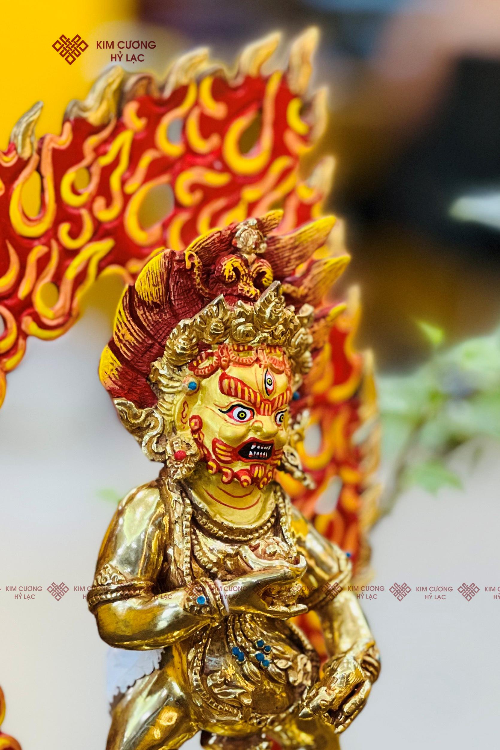 TÔN TƯỢNG HẮC THẦN TÀI NEPAL ĐỒNG MẠ VÀNG 25CM