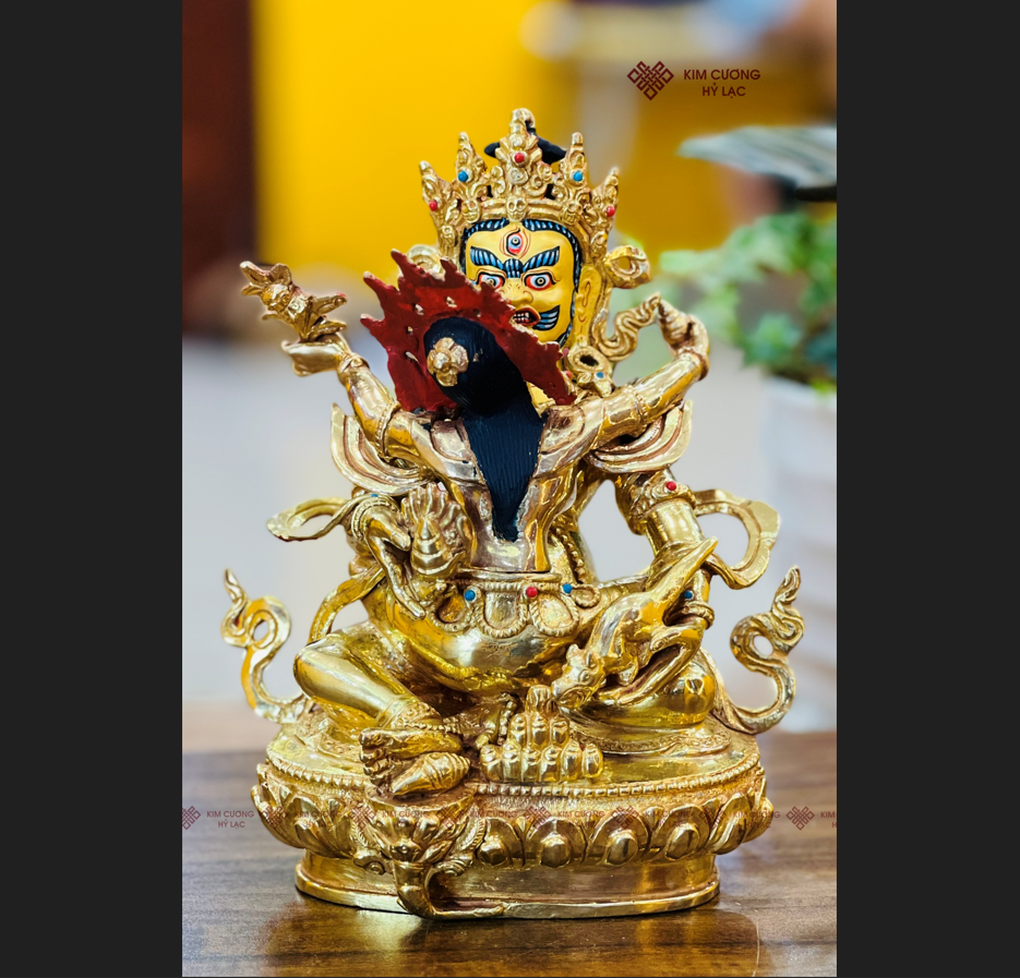 TÔN TƯỢNG HỒNG THẦN TÀI NEPAL ĐỒNG MẠ VÀNG 21CM