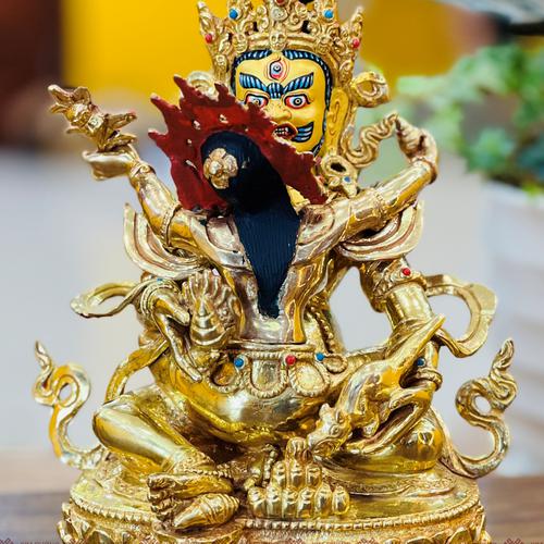 TÔN TƯỢNG HỒNG THẦN TÀI NEPAL ĐỒNG MẠ VÀNG 21CM
