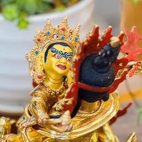 TÔN TƯỢNG HỒNG THẦN TÀI NEPAL ĐỒNG MẠ VÀNG 21CM