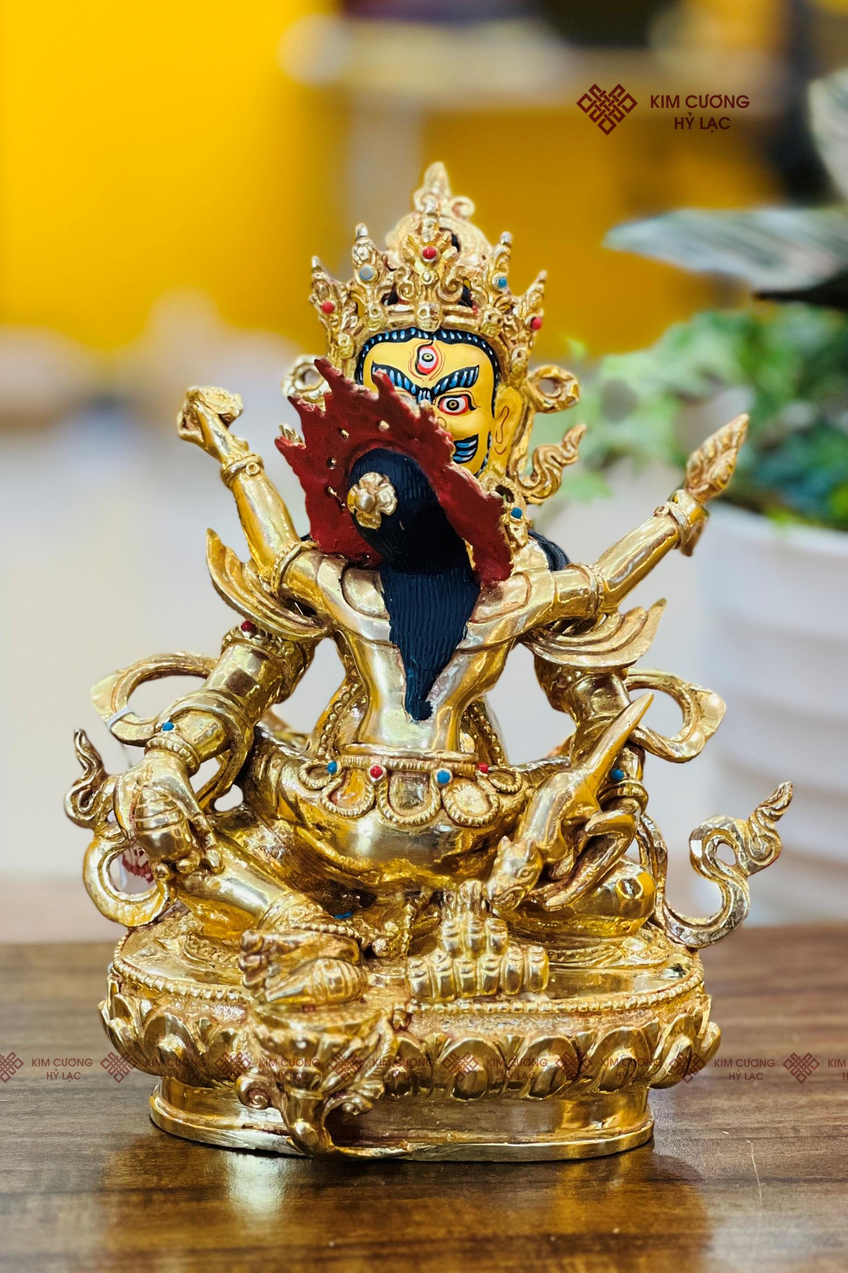 TÔN TƯỢNG LỤC THẦN TÀI NEPAL ĐỒNG MẠ VÀNG 21CM