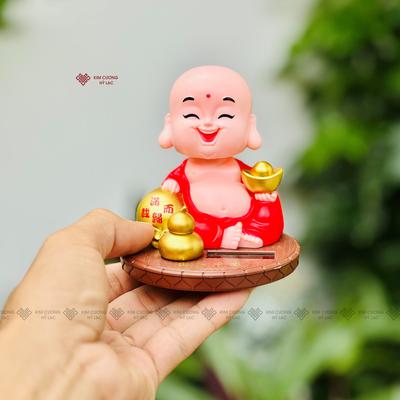 TÔN TƯỢNG DI LẶC ÔM THỎI VÀNG GẬT GÙ 8CM