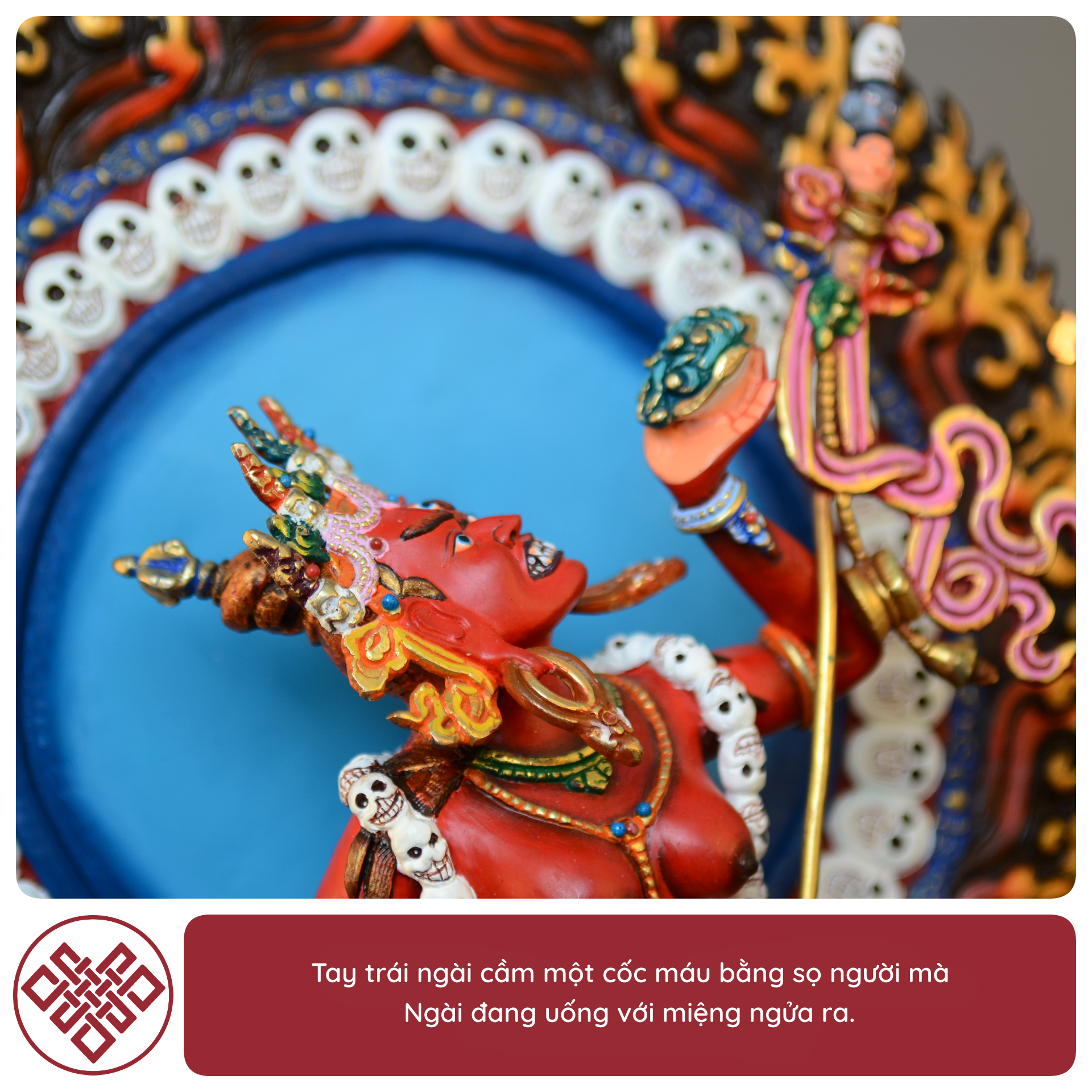 TÔN TƯỢNG DU GIÀ THÁNH NỮ DAKINI NEPAL ĐỒNG VẼ MÀU 43CM