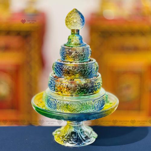 THÁP MANDALA LƯU LY 3 MÀU 36 X 22CM