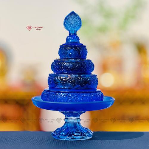 THÁP MANDALA LƯU LY MÀU XANH DƯƠNG 36 X 22CM