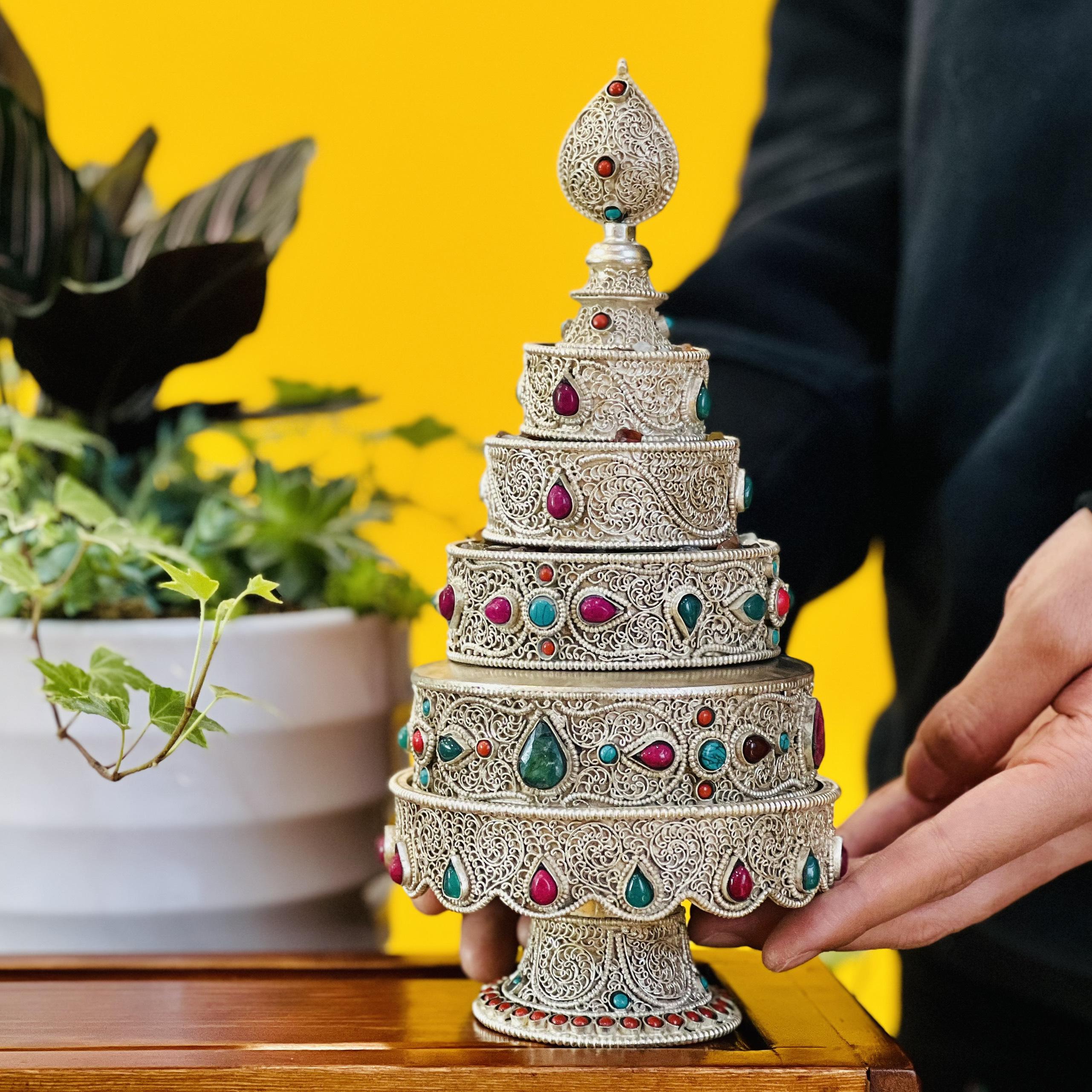 THÁP MANDALA NEPAL CẨN ĐÁ 21x11CM