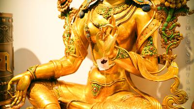 TƯỢNG PHẬT MẪU TARA XANH ĐỒNG MẠ VÀNG CẨN ĐÁ CAO 97CM – BIỂU TƯỢNG CỦA TỪ BI VÀ TRÍ TUỆ TỈNH THỨC