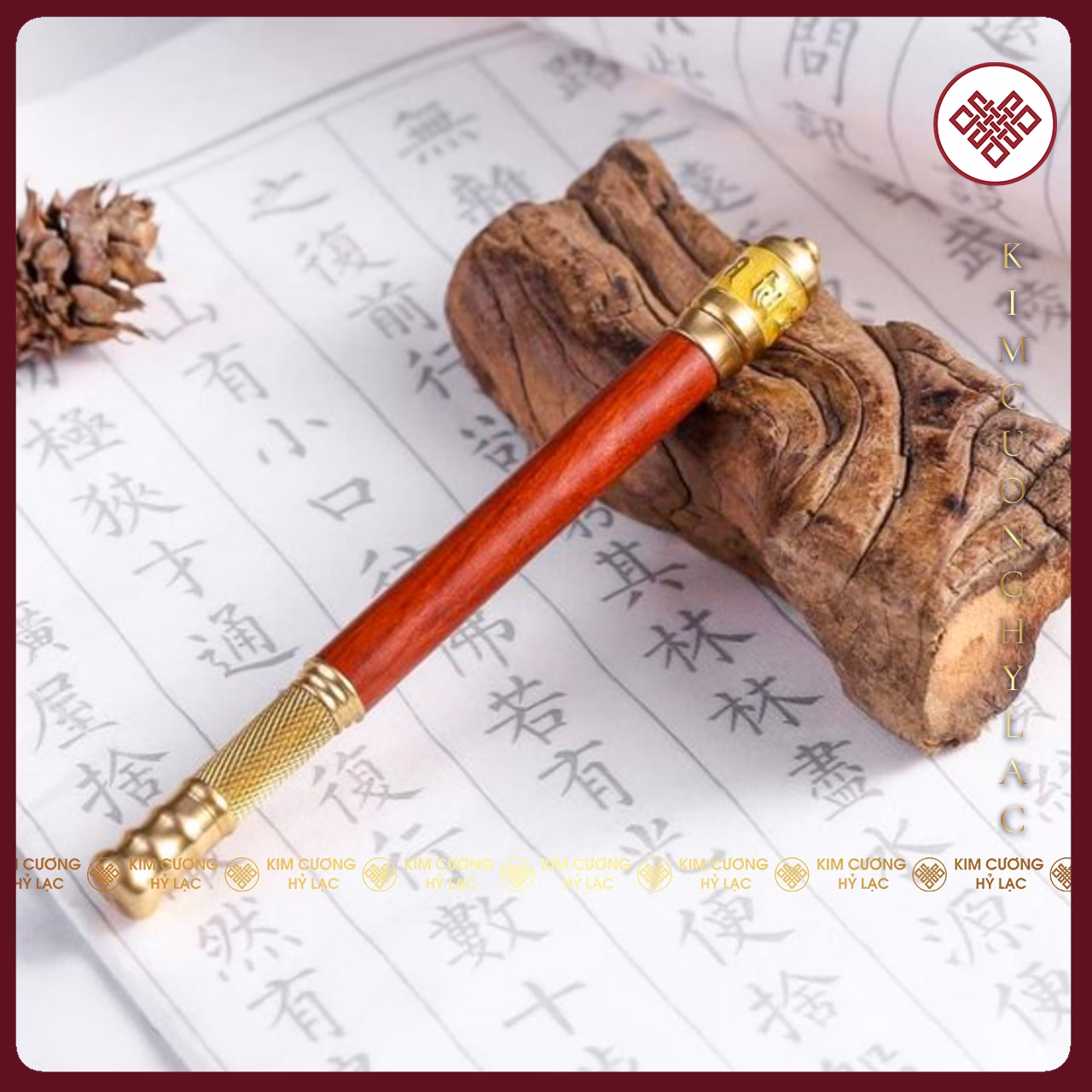 BÚT KINH LUÂN GỖ ĐÀN HƯƠNG - [KIM CƯƠNG HỶ LẠC] PHÁP KHÍ CẦM TAY MANG CHÁNH NIỆM TRÊN TỪNG NÉT CHỮ
